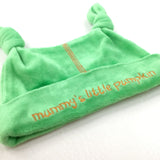'Mummy's Little Pumpkin' Green Halloween Velour Knotted Hat - Boys/Girls Newborn