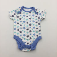 Stars Blue & White Short Sleeve Bodysuit - Boys Newborn