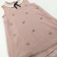 Pink Flower Gems Dress - Girls 7 Years