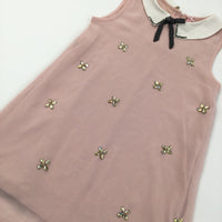 Pink Flower Gems Dress - Girls 7 Years