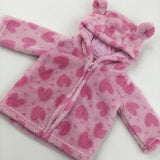 Hearts Pink Fluffy Zip Up Hoodie - Girls 0-3 Months