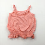 Peach Cotton Vest Top with Broderie Detail - Girls 6-9 Months