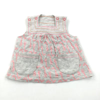 Giraffes Grey Neon Pink & Grey Jersey Sleeveless Tunic Top - Girls 3-6 Months