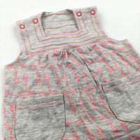 Giraffes Grey Neon Pink & Grey Jersey Sleeveless Tunic Top - Girls 3-6 Months