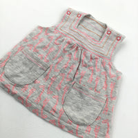 Giraffes Grey Neon Pink & Grey Jersey Sleeveless Tunic Top - Girls 3-6 Months