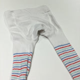 Colourful Striped White Tights - Girls 0-3 Months