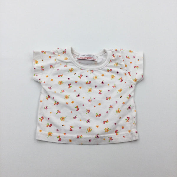 Birds & Flowers Pink & White T-Shirt - Girls Newborn