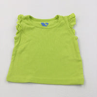 Lime Green T-Shirt with Broderie Sleeves - Girls 3-6 Months