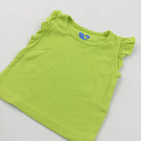 Lime Green T-Shirt with Broderie Sleeves - Girls 3-6 Months