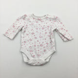 Flowers Pink & White Long Sleeve Bodysuit - Girls Newborn