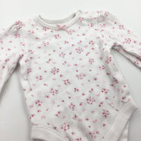 Flowers Pink & White Long Sleeve Bodysuit - Girls Newborn