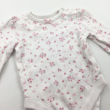 Flowers Pink & White Long Sleeve Bodysuit - Girls Newborn