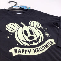 **NEW** 'Happy Halloween' Mickey Mouse Glow In The Dark Black Halloween Long Sleeve Top - Boys/Girls 3-4 Years