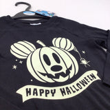 **NEW** 'Happy Halloween' Mickey Mouse Glow In The Dark Black Halloween Long Sleeve Top - Boys/Girls 3-4 Years