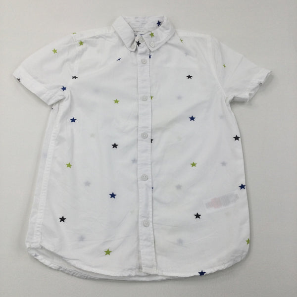 Stars White Short Sleeve Shirt - Boys 7-8 Years