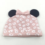 Leopard Print Minnie Mouse Jersey Hat with Ears - Girls 3-6 Months