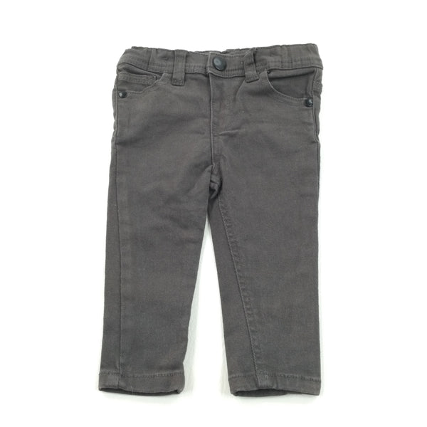 Charcoal Grey Stretchy Jeans with Adjustable Waistband - Boys 6-9 Months
