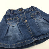 Mid Blue Denim Skirt with Adjustable Waistband - Girls 9-12 Months