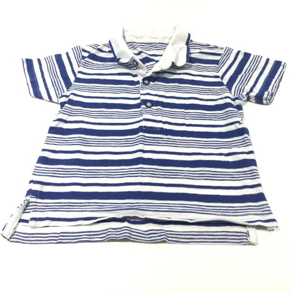 Blue & White Striped Polo Shirt - Boys 12-18 Months