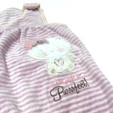 'I'm Just So Purrrfect' Cat Appliqued Pink & Lilac Striped Velour Dungarees - Girls Newborn