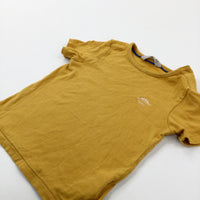 Dinosaur Embroidered Yellow Cotton T-Shirt - Boys 12-18 Months