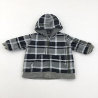 Grey Check Fleece Coat - Boys 3-6 Months