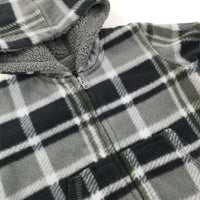 Grey Check Fleece Coat - Boys 3-6 Months