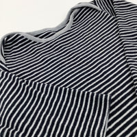 Black & White Striped Long Sleeve Bodysuit - Boys 18-24 Months