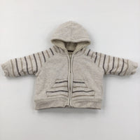 Cream Fleece Lined Zip Up Hoodie - Boys 3-6 Months