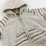 Cream Fleece Lined Zip Up Hoodie - Boys 3-6 Months