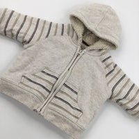 Cream Fleece Lined Zip Up Hoodie - Boys 3-6 Months