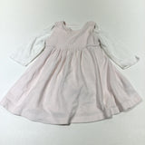 Pale Pink Velour Dress & White Long Sleeve Bodysuit Set - Girls 6-9 Months