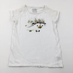 Hedgehog Sequins White T-Shirt - Girls 8 Years