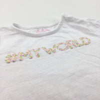 'My World' White T-Shirt - Girls 9-12 Months