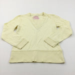 Pale Yellow Lightweight Long Sleeve Top with V-Neck Panel - Girls 9-10 Years