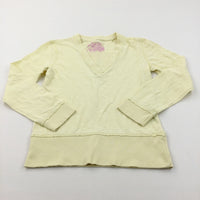 Pale Yellow Lightweight Long Sleeve Top with V-Neck Panel - Girls 9-10 Years