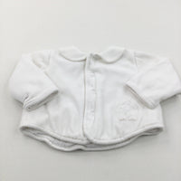 'Petit Bebe' Embroidered Teddy Velour Coat - Girls 6-9 Months