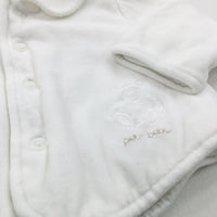 'Petit Bebe' Embroidered Teddy Velour Coat - Girls 6-9 Months