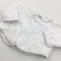 'Petit Bebe' Embroidered Teddy Velour Coat - Girls 6-9 Months