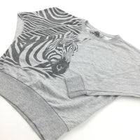 Zebra Grey Mottled Lightweight Cropped Sweatshirt - Girls 9-10 Years