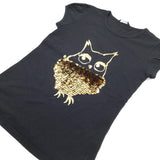 Sequins Owl Gold & Black T-Shirt - Girls 9-10 Years