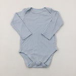 Blue Cotton Long Sleeve Bodysuit - Boys 18-24 Months