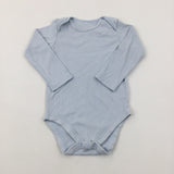 Blue Cotton Long Sleeve Bodysuit - Boys 18-24 Months