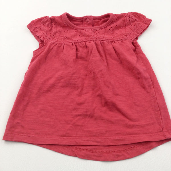 Broderie Detail Red Tunic Top - Girls 6-9 Months