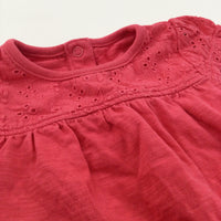 Broderie Detail Red Tunic Top - Girls 6-9 Months