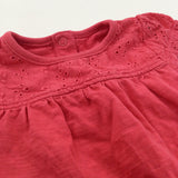 Broderie Detail Red Tunic Top - Girls 6-9 Months