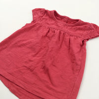 Broderie Detail Red Tunic Top - Girls 6-9 Months