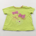 'Daddy's Little Flower' Butterflies & Flowers Lime Green & Pink T-Shirt - Girls 6-9 Months
