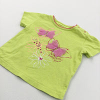 'Daddy's Little Flower' Butterflies & Flowers Lime Green & Pink T-Shirt - Girls 6-9 Months