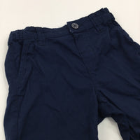 Navy Lightweight Cotton Shorts with Adjustable Waistband - Boys 9-12 Months